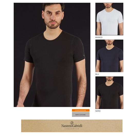 T-Shirt intima da uomo scollo tondo,100% cotone