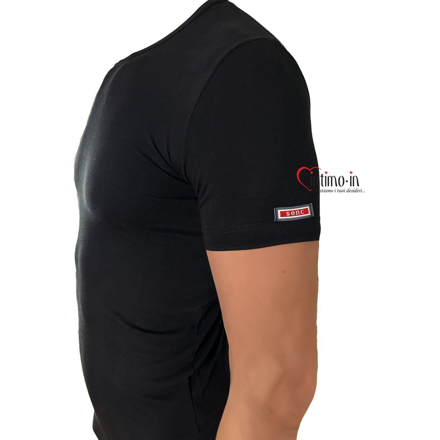 T-Shirt da uomo in cotone elastico scollo tondo Bipack